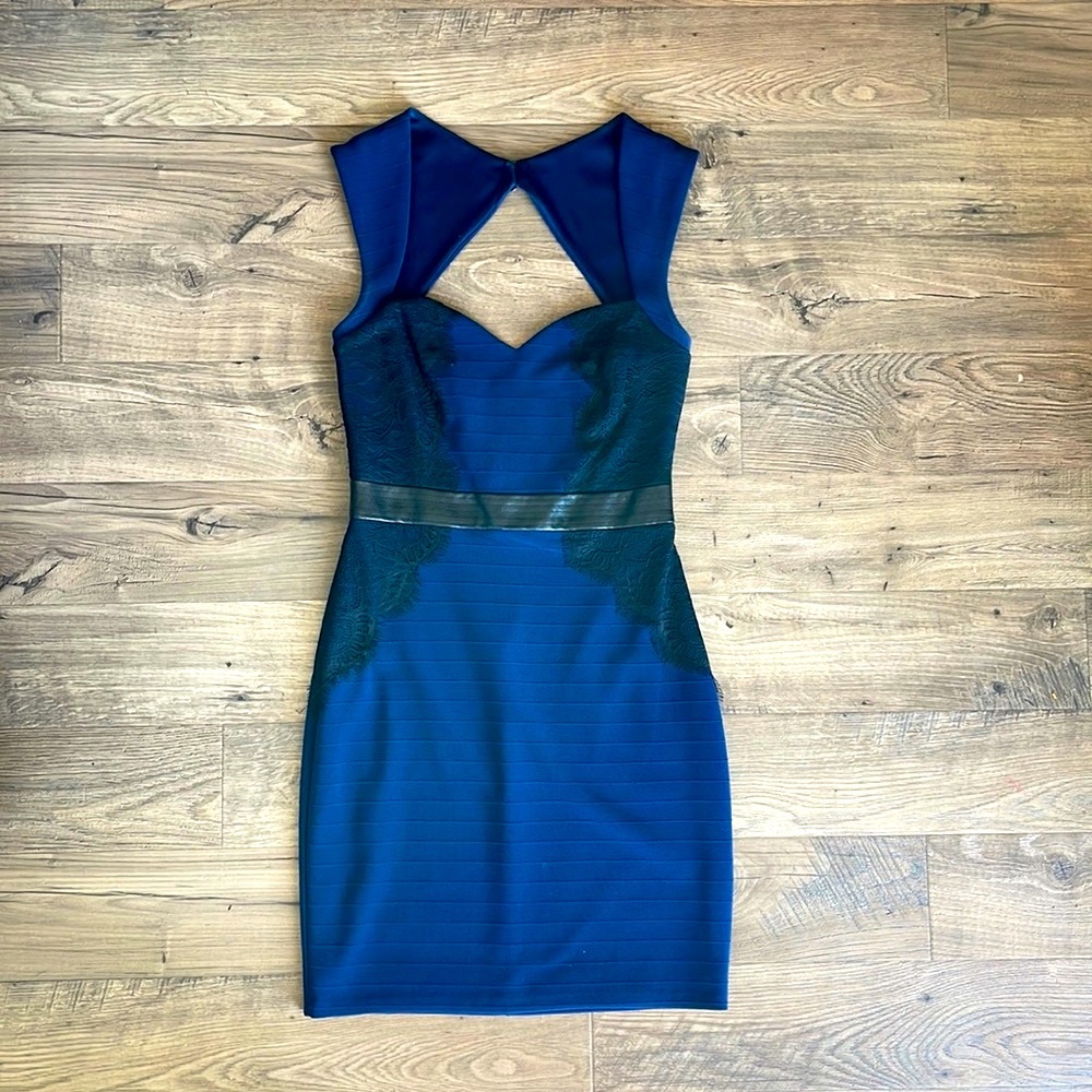 Women's Navy Blue Cutout Bodycon Dress